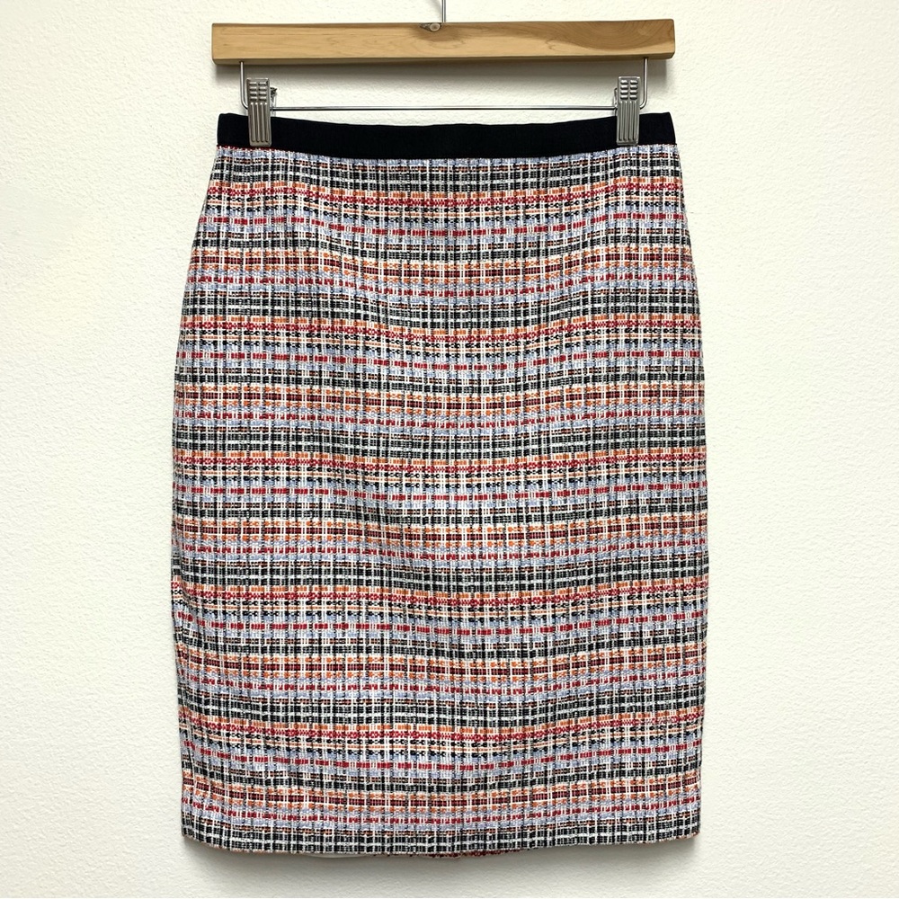 Talbots Tweed‎ Pencil Skirt Size 2P Petite Blue Metallic Weave Lined NWOT
